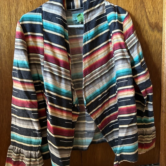 Striped Multicolor Open Front Jacket - Picture 1 of 3